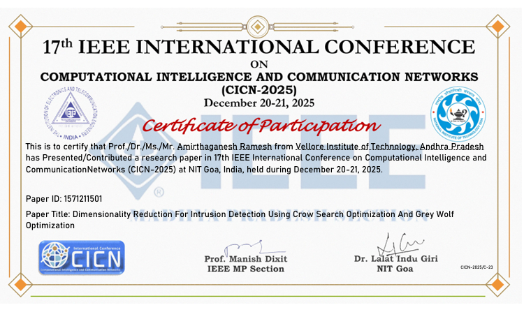 IEEE CICN 2025 Publication Certificate